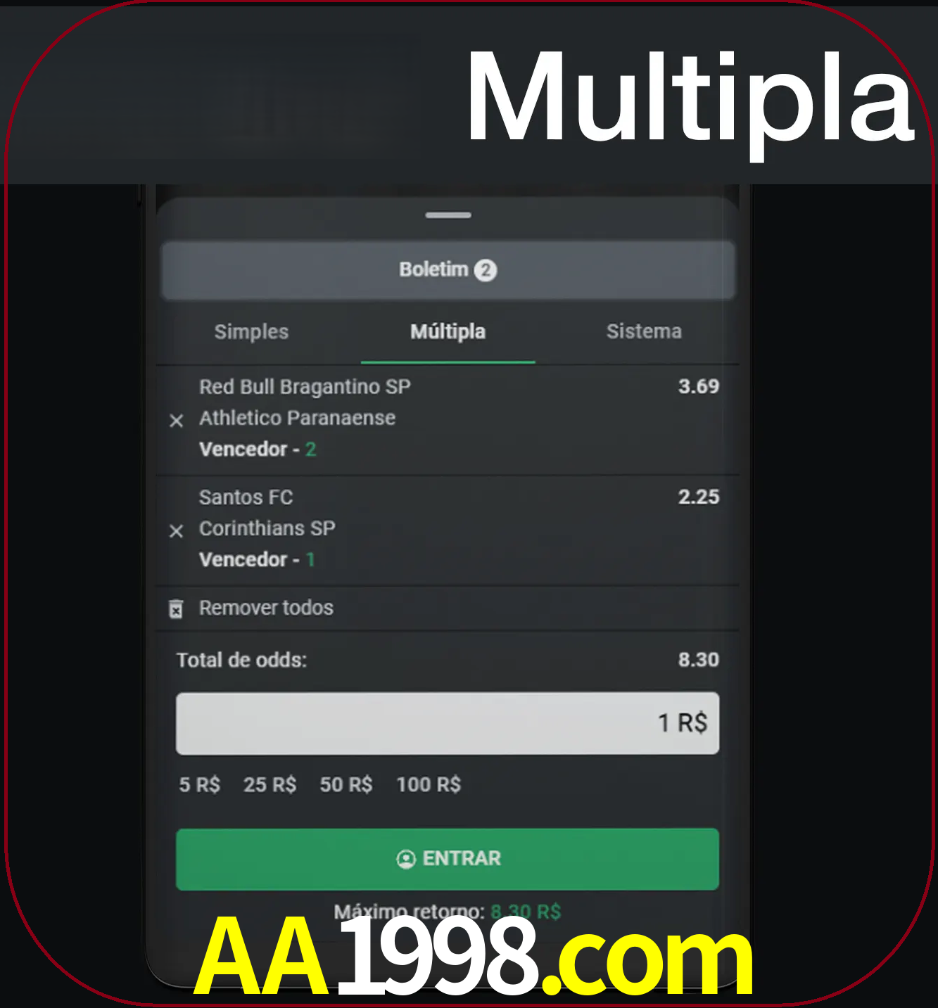 Faça apostas mais valiosas com mais de duas apostas.