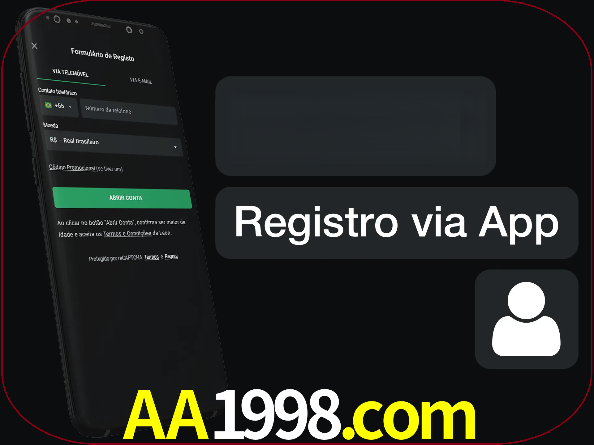 Registre-se com duas etapas usando o aplicativo.