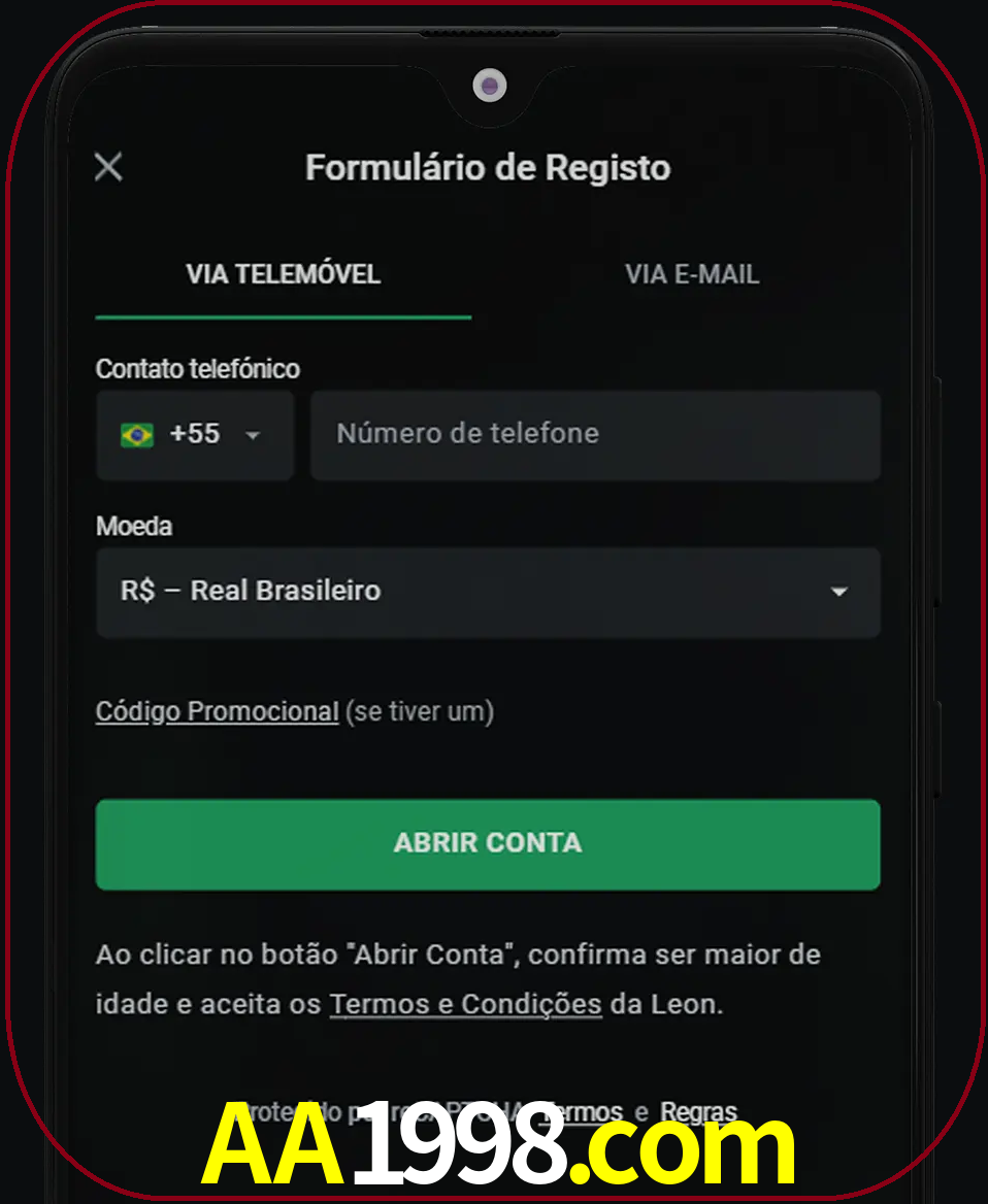 Abra o aplicativo e inicie o processo de registro.