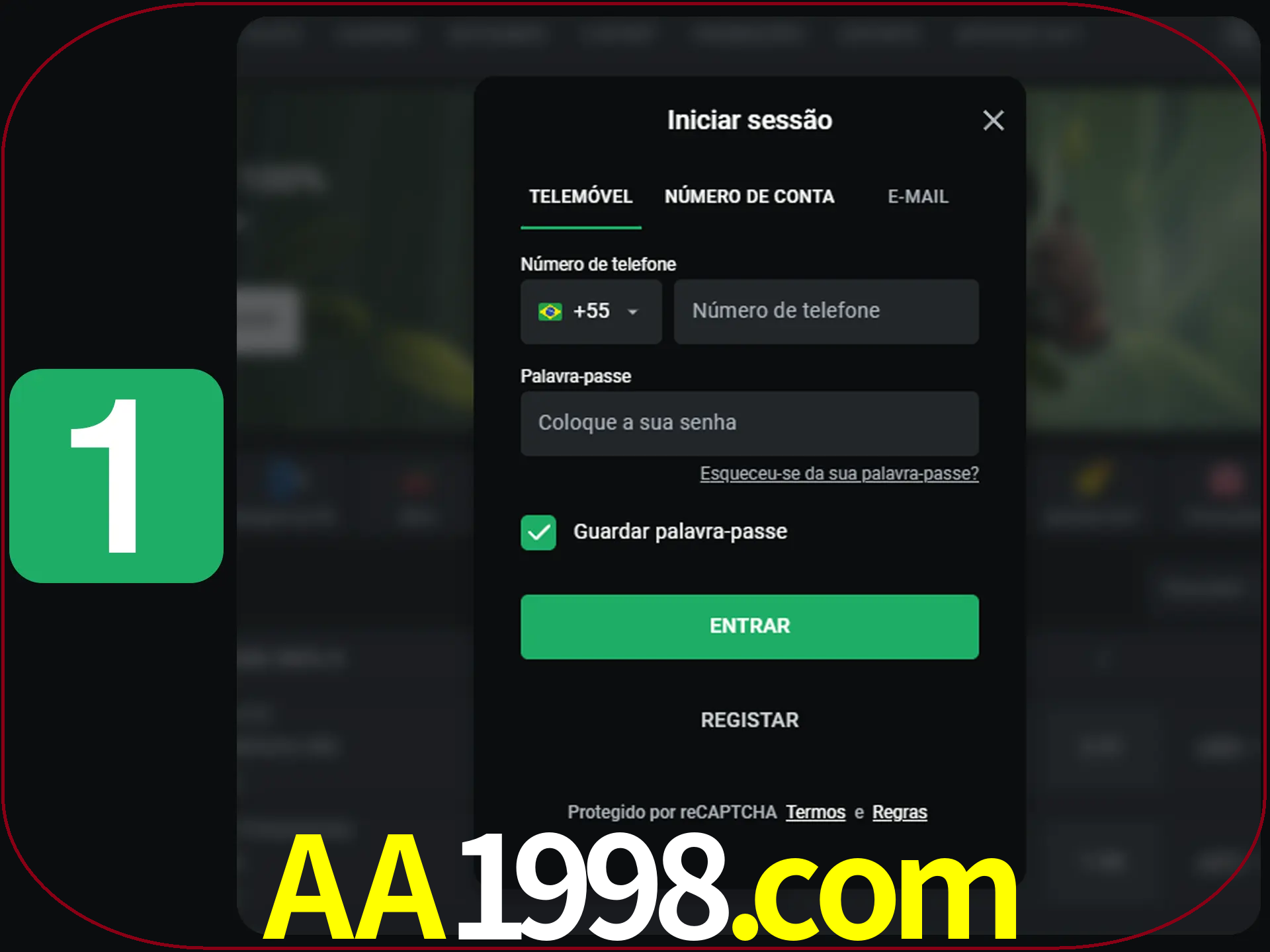 Clique no botão Entrar.
